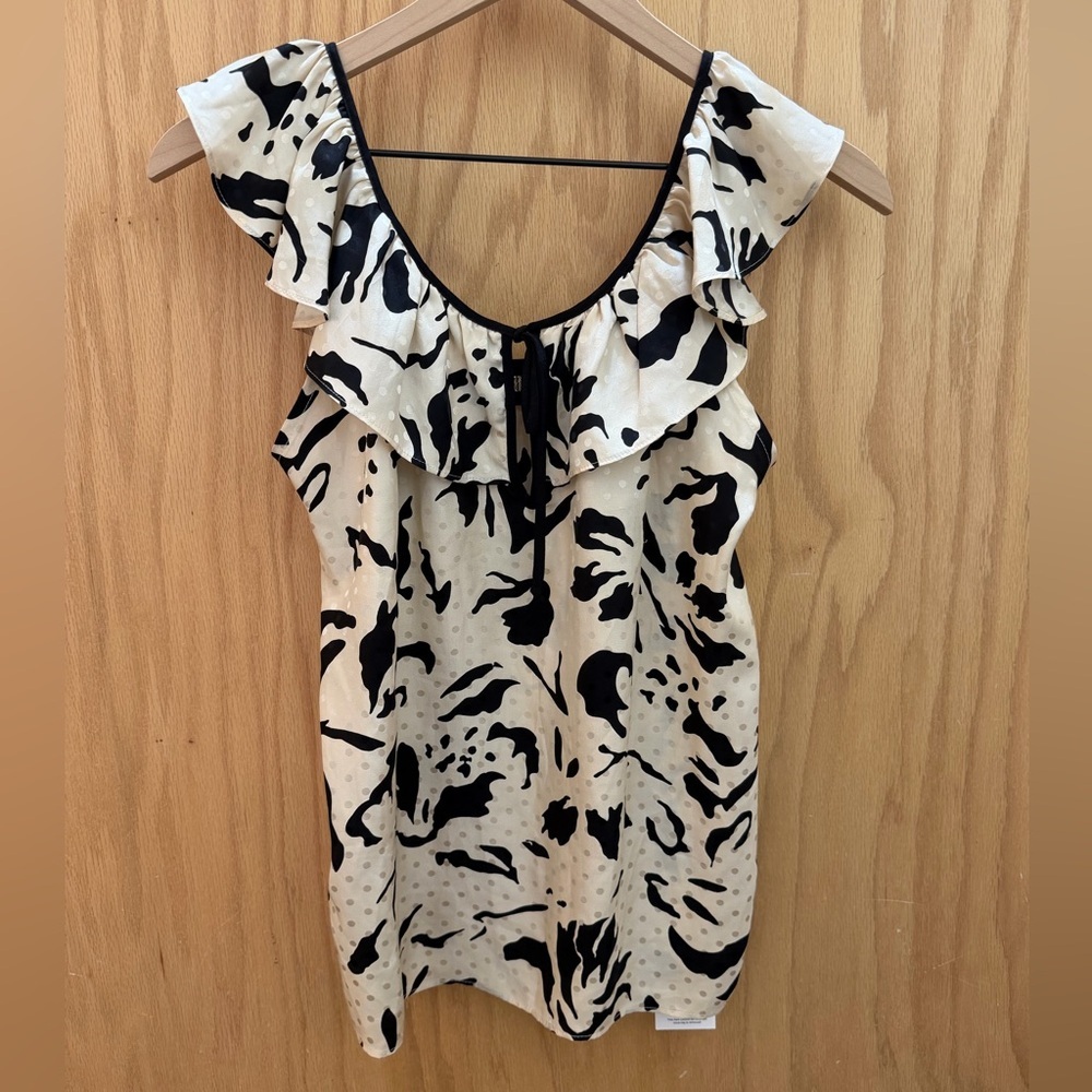 Yumi Kim Stylish Cream and Black Ruffle Top